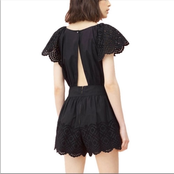 Rebecca Taylor La Vie Agatha Embroidered Eyelet Flutter Sleeve Romper - Picture 2 of 15
